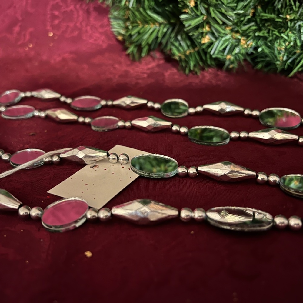 Disco Silver Mirror Beaded Garland 6' Kurt Adler NEW